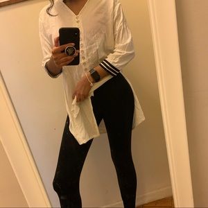 White v neck long blouse with buttons - kurta